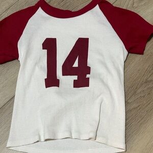 Brandy Melville Red and White Numbered Tank Top